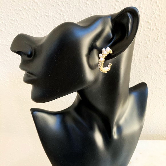 NEW! As Above So Below Pearl/Rhinestone Hoops ✨ - Picture 3 of 6